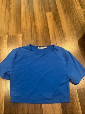 ZARA Royal Blue Short Sleeve Crop Tee